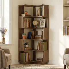 5-Tier L-Shaped Corner Bookshelf