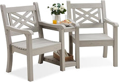 Outdoor Poly Lumber Loveseat with Center Table & Umbrella Hole