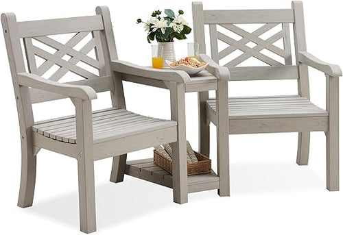 Outdoor Poly Lumber Loveseat with Center Table & Umbrella Hole