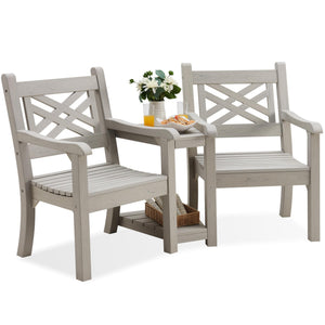 Outdoor Poly Lumber Loveseat with Center Table & Umbrella Hole