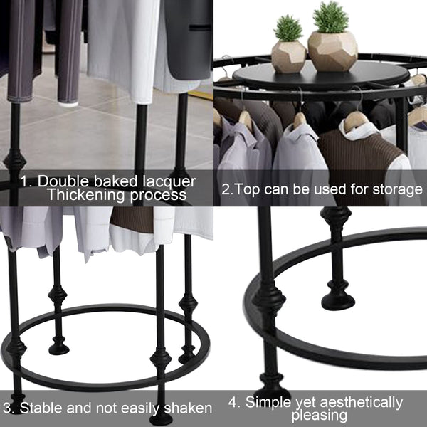 Round Rotating Garment Rack with Topper