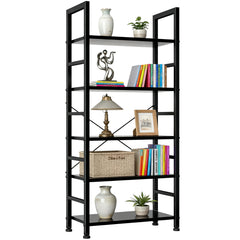 5-Tier Industrial Bookshelf with Metal Frame
