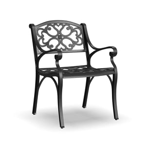 Outdoor Dining Arm Chair Set of 2 – Black Cast Aluminum