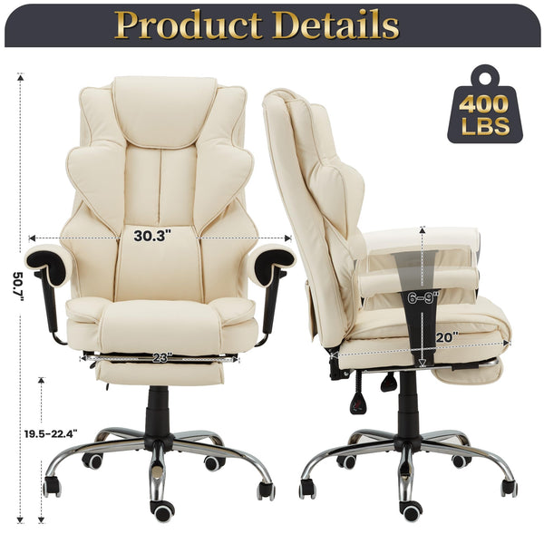 Heated Massage Executive Office Chair with Footrest