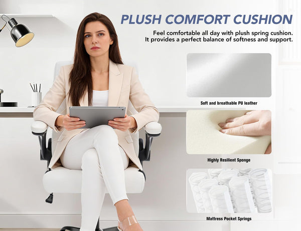 Ergonomic Office Chair with Inflatable Lumbar Support & Flip-Up Arms