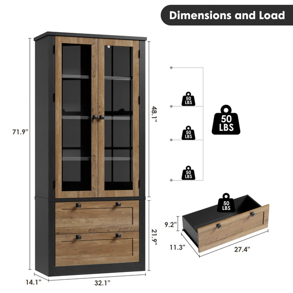 71" Tall Kitchen Pantry Storage Cabinet