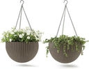 Round Hanging Planter Baskets Set of 2 – Rattan-Look Resin