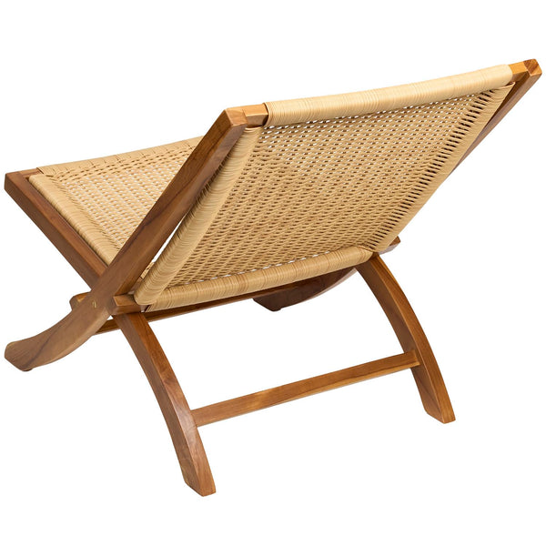 Teak Rattan Foldable Lounge Chair