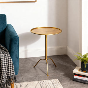 Round Bronze Pedestal Side Table, Set of 2