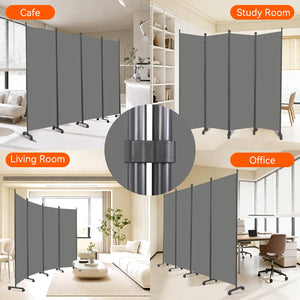 4-Panel Foldable Room Divider with Wheels