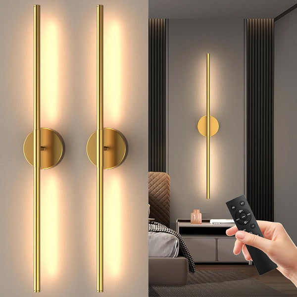 Battery Operated Wall Sconces Set of 2 – Dimmable LED Wall Lights with Remote