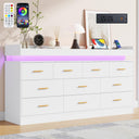 10-Drawer Dresser with Power Outlet and LED Light