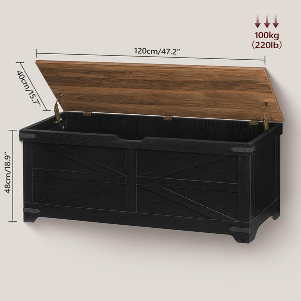 Large Farmhouse Toy Chest & Storage Bench with Safety Hinges