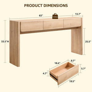 63" Farmhouse Console Table with 3 Drawers