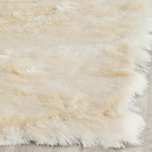 Ivory Handmade Shag Area Rug 3x5 – Soft Flowing Pile for Bedroom, Hallway & Entryway