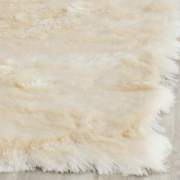 Ivory Handmade Shag Area Rug 3x5 – Soft Flowing Pile for Bedroom, Hallway & Entryway