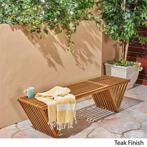 Acacia Wood Outdoor Bench with Teak Finish