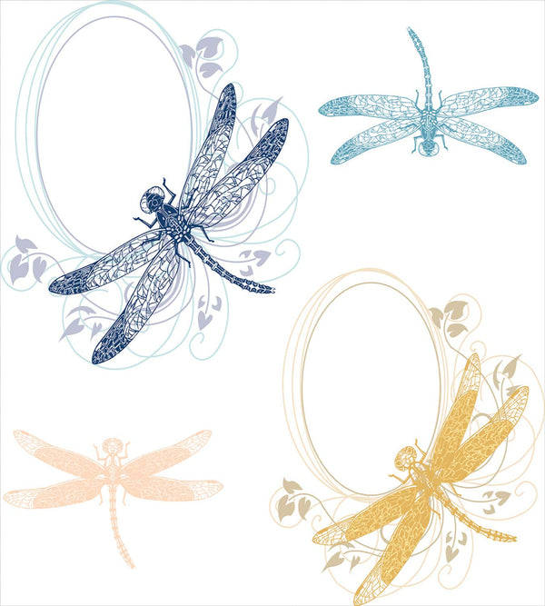 Queen Duvet Cover Set — Dragonfly Floral Print, 3-Piece Bedding Set with Pillow Shams