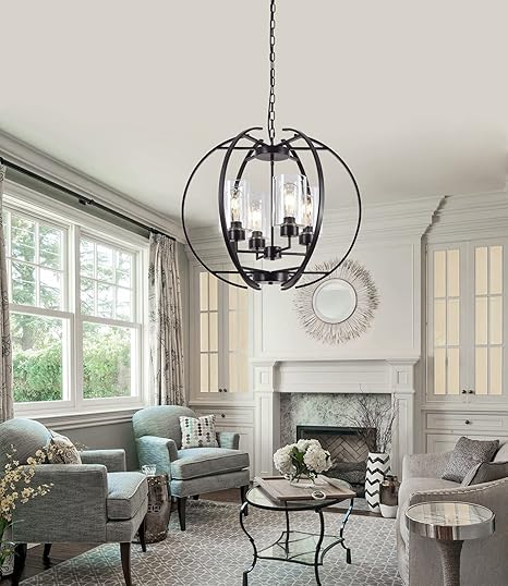4-Light Globe Chandelier with Frosted Glass Shades