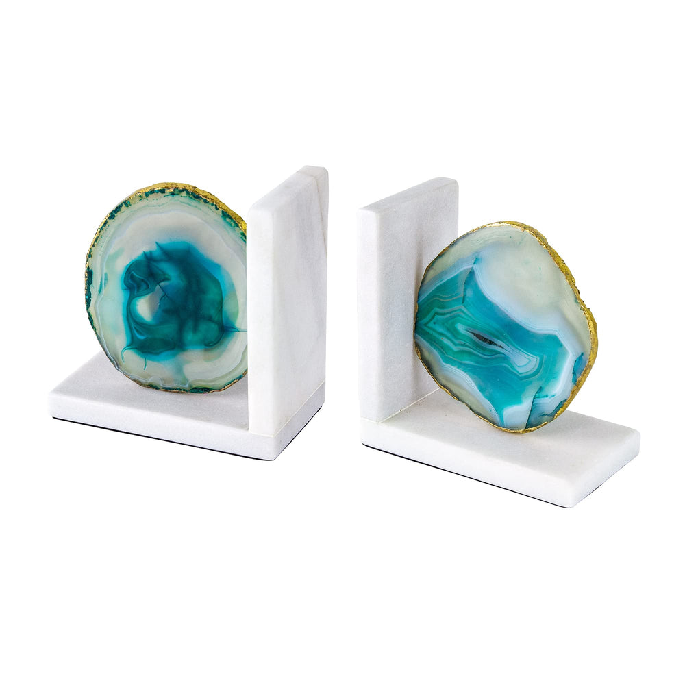 Polished Agate & Marble Bookends Set of 2