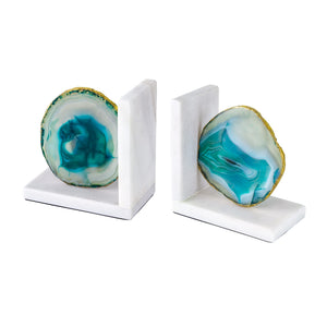 Polished Agate & Marble Bookends Set of 2