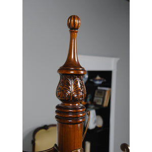 Mahogany Coat Tree Free Standing with Brass Hooks