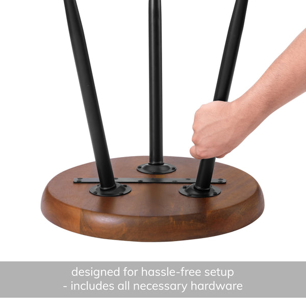 Round Wood Side Table with Metal Legs