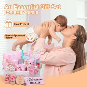 27-Piece Baby Girl Newborn Gift Basket Set