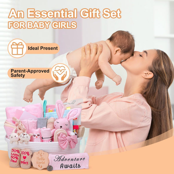 27-Piece Baby Girl Newborn Gift Basket Set