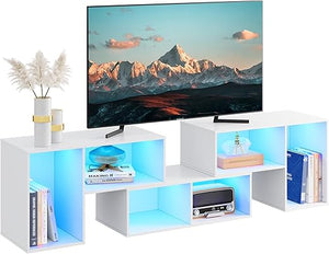 TV Stand with LED Strip, Modular Entertainment Center, 55–80" TVs