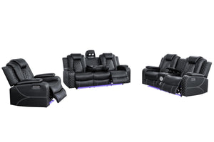 Power Recliner Sofa Set 3-Piece with LED & Bluetooth