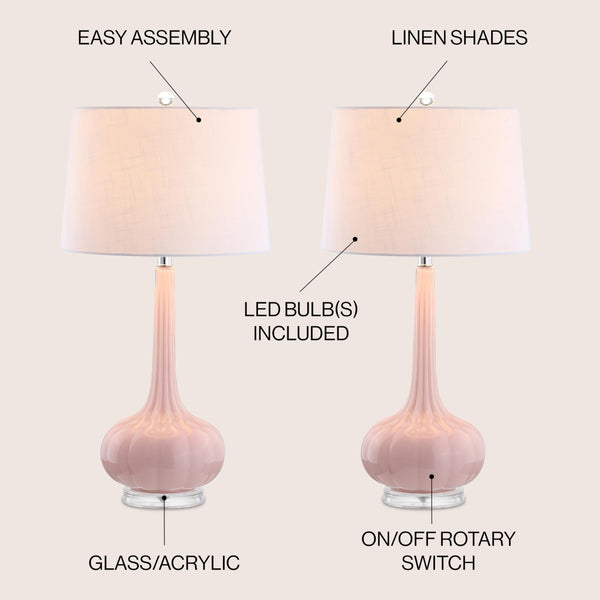 Glass Teardrop LED Table Lamp Set of 2