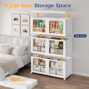 250-Gallon 5-Tier Stackable Storage Cabinet with Wheels and Clear Doors
