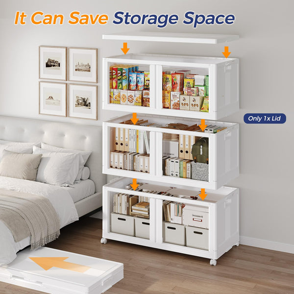 250-Gallon 5-Tier Stackable Storage Cabinet with Wheels and Clear Doors