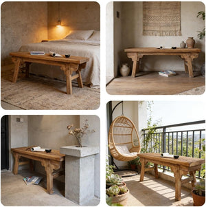 Rustic Narrow Wooden Indoor Bench