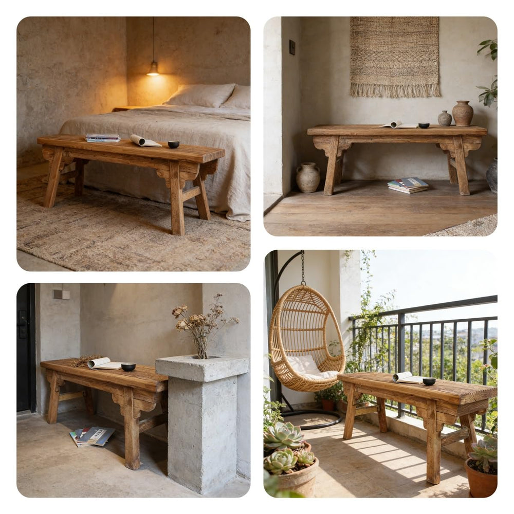 Rustic Narrow Wooden Indoor Bench