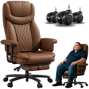 Executive Office Chair Big and Tall 500LBS Reclining with Footrest