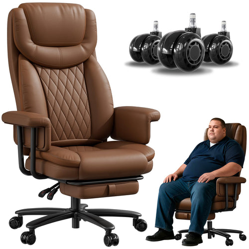 Executive Office Chair Big and Tall 500LBS Reclining with Footrest