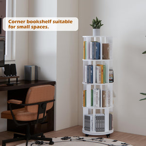 Rotating Bookshelf Tower with Wheels