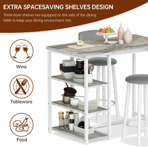 Counter Height Bar Table Set with Storage & Stools