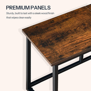 Industrial Dining Bench 47-Inch | Metal Frame | Rustic Brown & Black