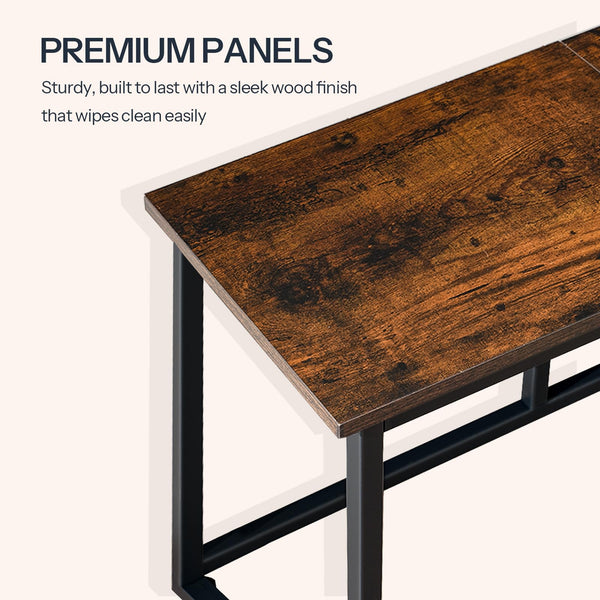 Industrial Dining Bench 47-Inch | Metal Frame | Rustic Brown & Black