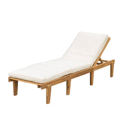 Acacia Wood Outdoor Chaise Lounge with Cushion