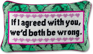 Wool Needlepoint Lumbar Throw Pillow, 9x15, Magenta Velvet Back