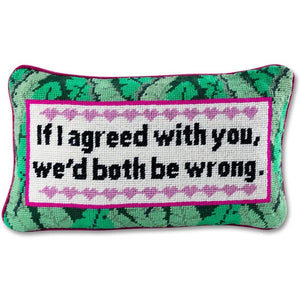 Wool Needlepoint Lumbar Throw Pillow, 9x15, Magenta Velvet Back