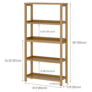 5-Tier Bookcase with LED Lighting & Open Storage Shelves
