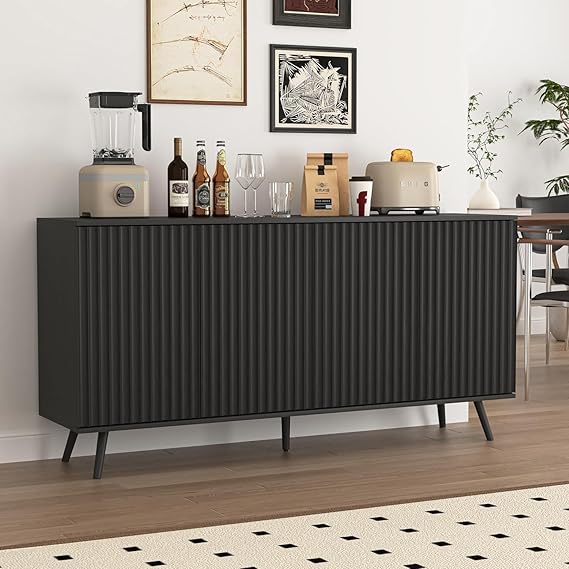 59" Fluted Sideboard Cabinet with Charging Station
