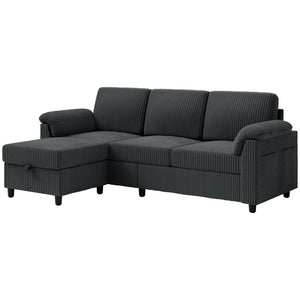 Convertible Sectional Sofa with Ottoman & Removable Pillows