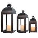 Decorative Candle Lanterns Set of 3 – Large Metal & Glass Outdoor Indoor Lanterns