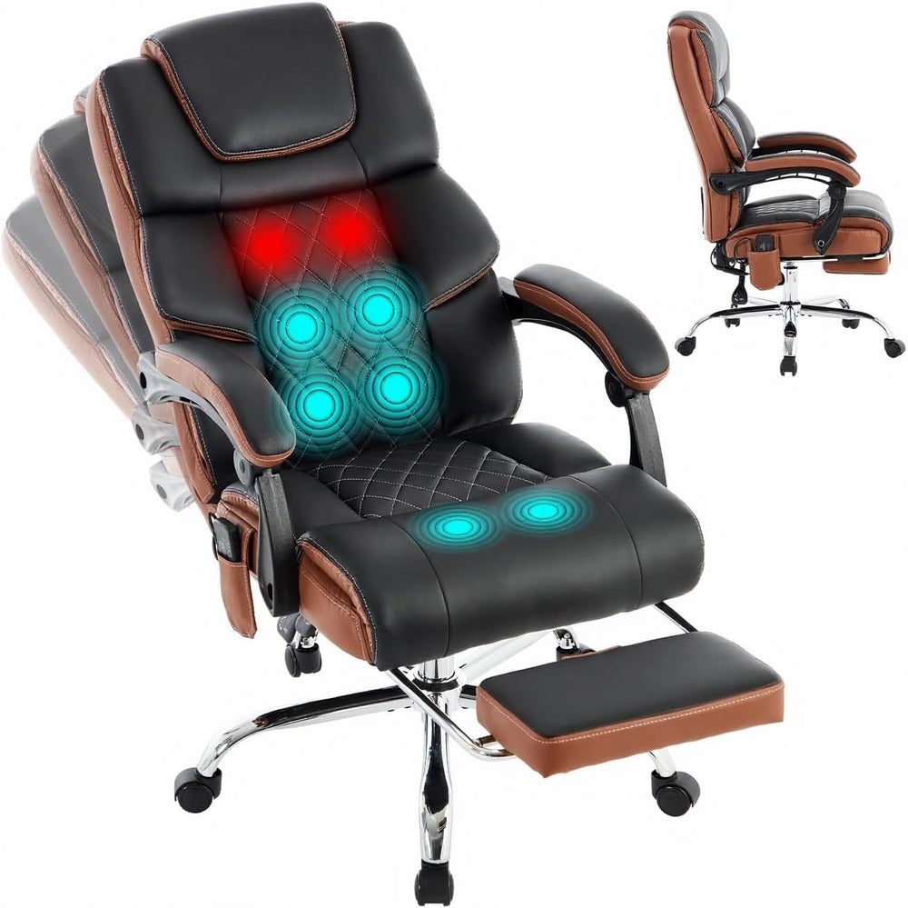 Massage Office Chair 6-Point Vibration with Footrest & Heat